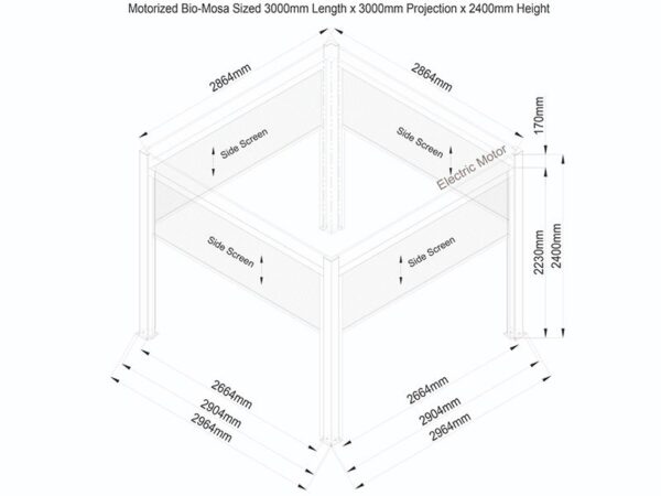 Orion - Free Standing 3m x 3m Motorised Louvre Roof Pergola