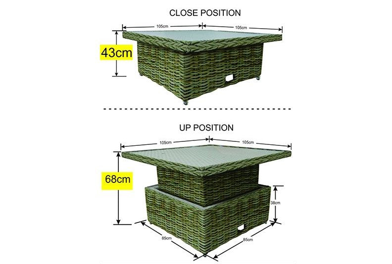 Montana Rattan Extending Square Coffee Table