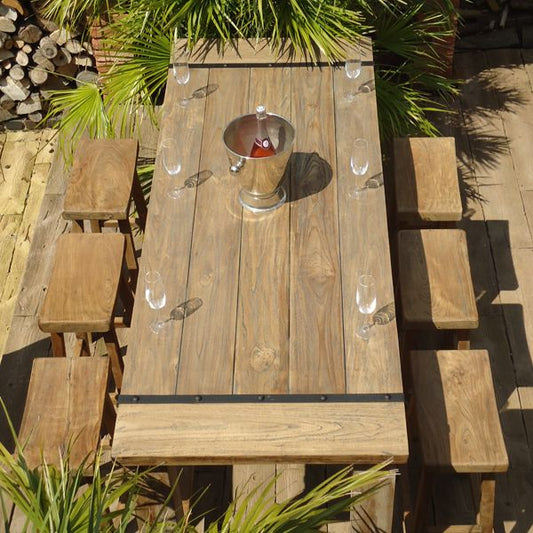 The Renata - Reclaimed Teak Outdoor Bar Dining Set
