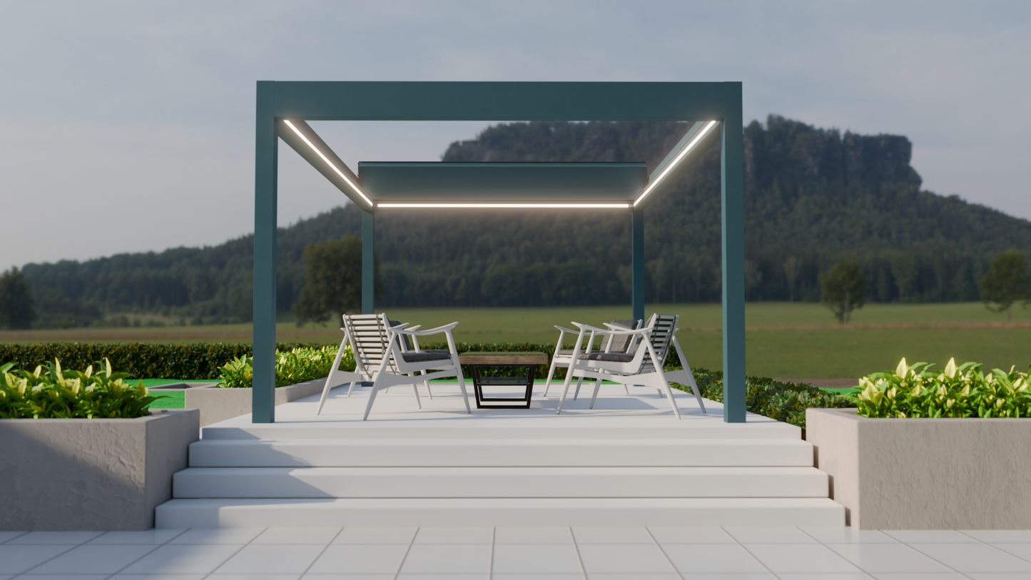 The Pinela Deluxe Plus Loured Roof Pergola