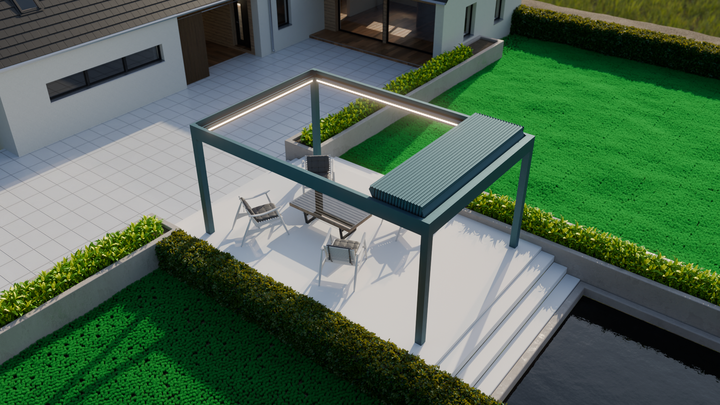 The Pinela Deluxe Plus Loured Roof Pergola