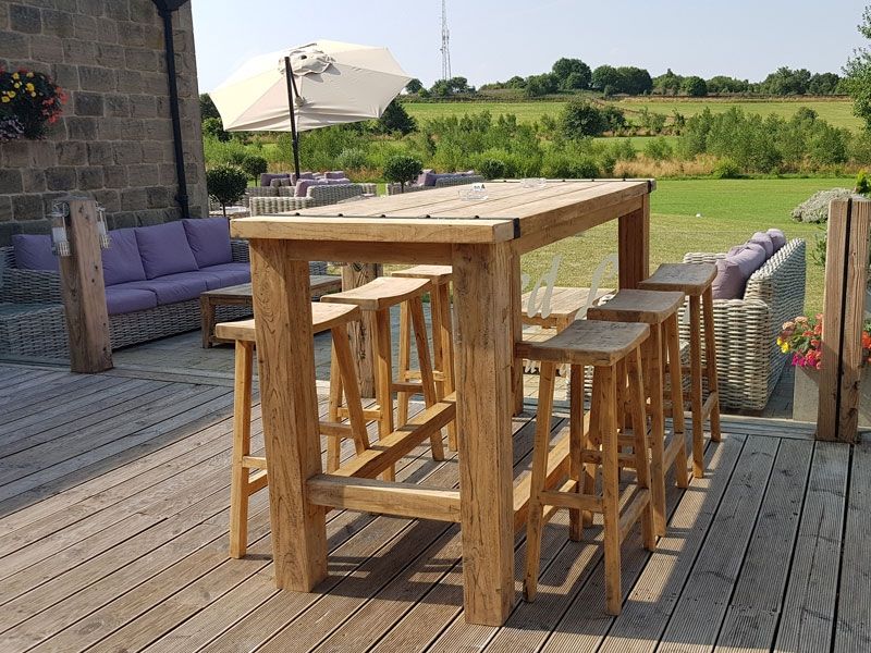 The Renata - Reclaimed Teak Outdoor Bar Dining Set