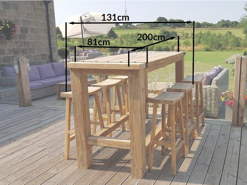 The Renata - Reclaimed Teak Outdoor Bar Dining Set