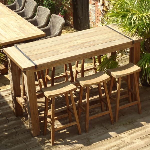 The Renata - Reclaimed Teak Outdoor Bar Dining Set